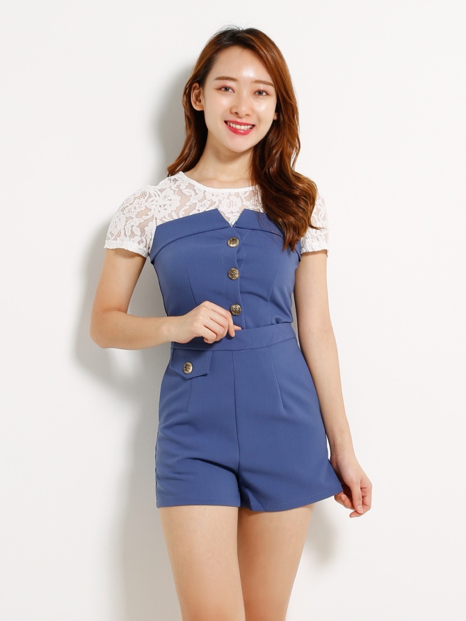 Front Button Top With Short Pants Sets 12998
