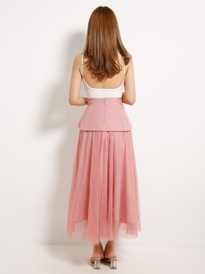 Fake Button Net Skirt 13111