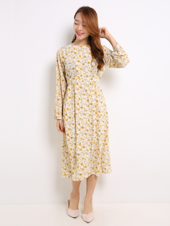 Chiffon Flower Pattern Dress 13567