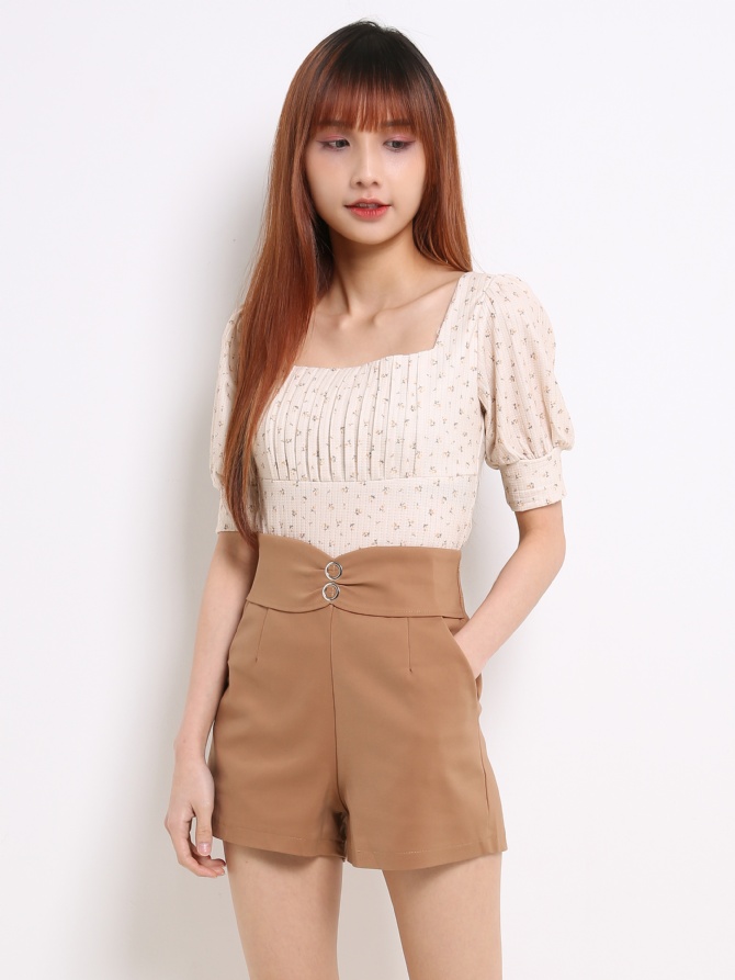 High Waisted Double Ring Short Pants 13580