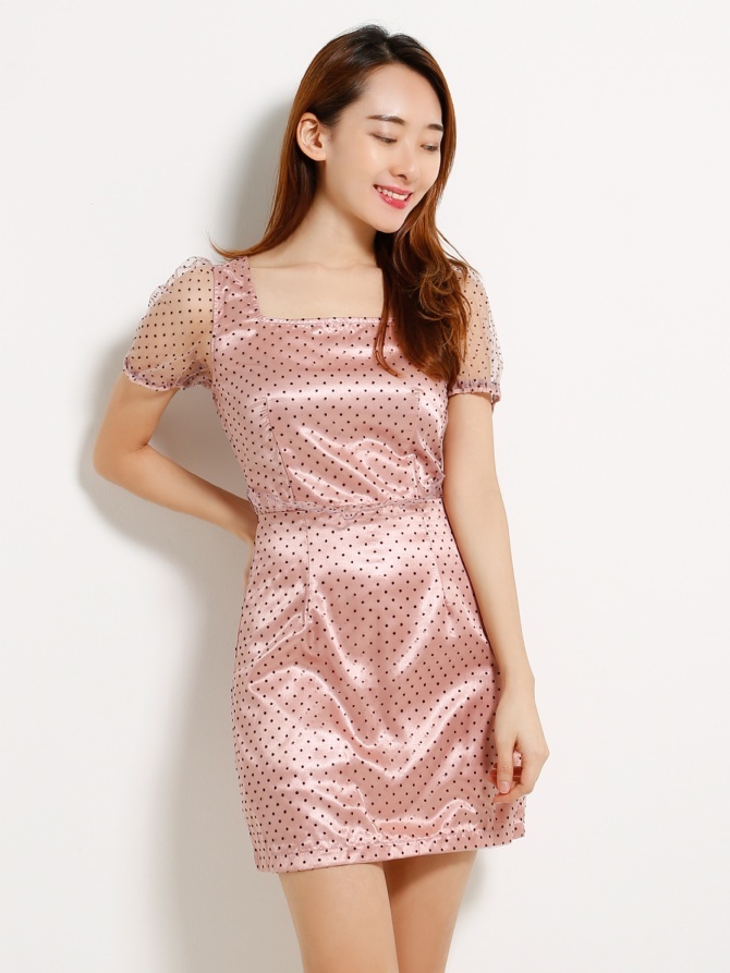 Polka Dot Square Neck Dress 13260