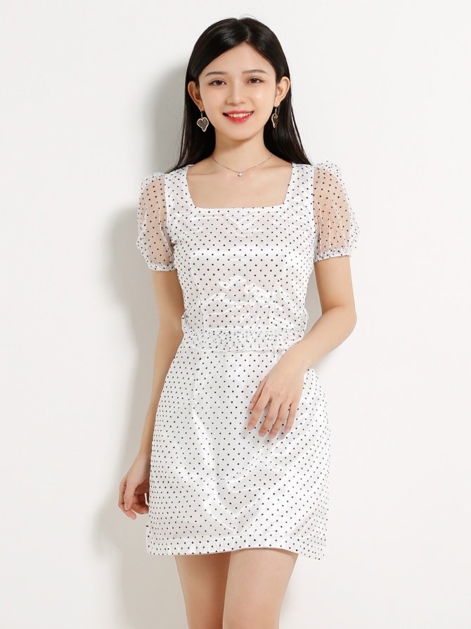 Polka Dot Square Neck Dress 13260