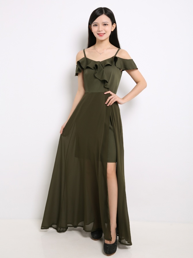 Adjustable Strap Off Shoulder Dress 13710