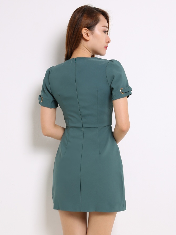 V Neck Ring Buckle Jumpsuit 13719