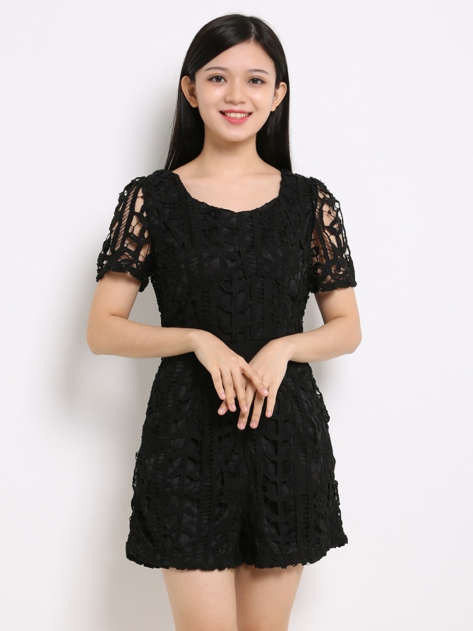 Lace Flower Short Sleeve Jumpsuit 13756