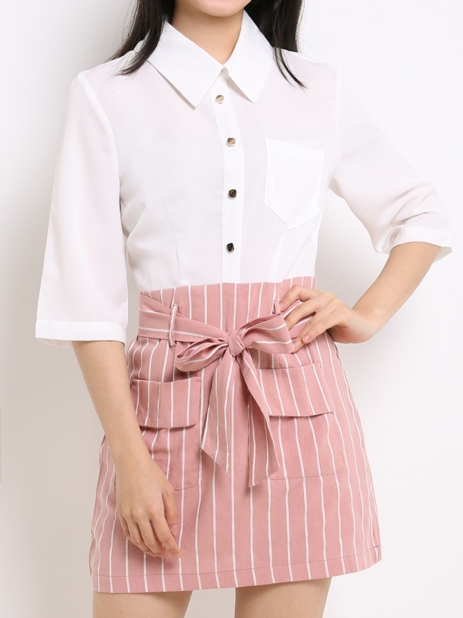 Collar Stripe Dress 13843