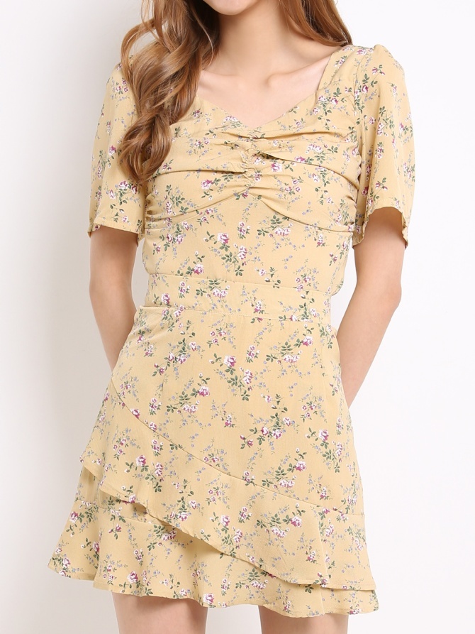 Square Neck Floral Top With Floral Skirt Set 13960