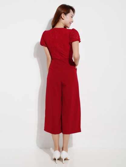 Front Button V Neck Jumpsuit 12602