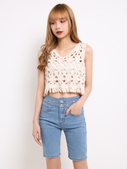 Knee Length Denim Short Pants 14075