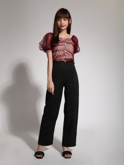 Puff Sleeve Polka Dot Top 19969