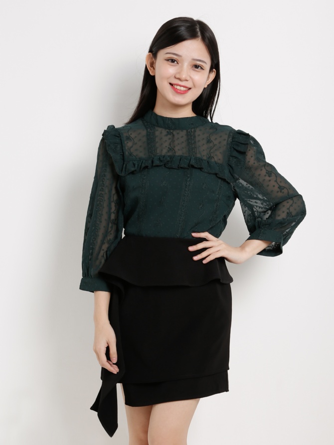 Lace With Transparent Sleeve Top 14151