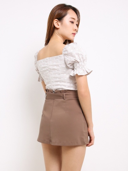 Square Neck Stripe Floral Top 14273