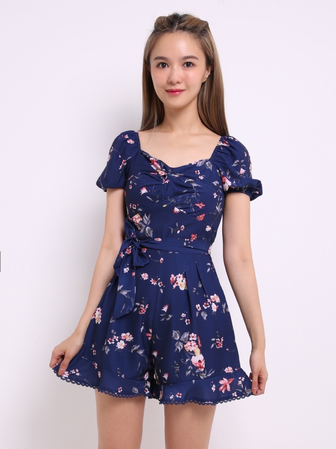 Chiffon Printed Flower Playsuit 14467