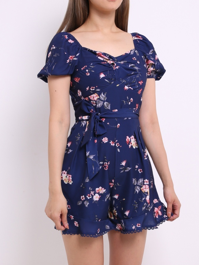 Chiffon Printed Flower Playsuit 14467