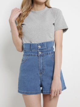 High Waist Front Pocket Short Pants 17032