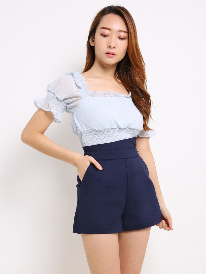 Puff With Transparent Sleeve Crop Top 14633