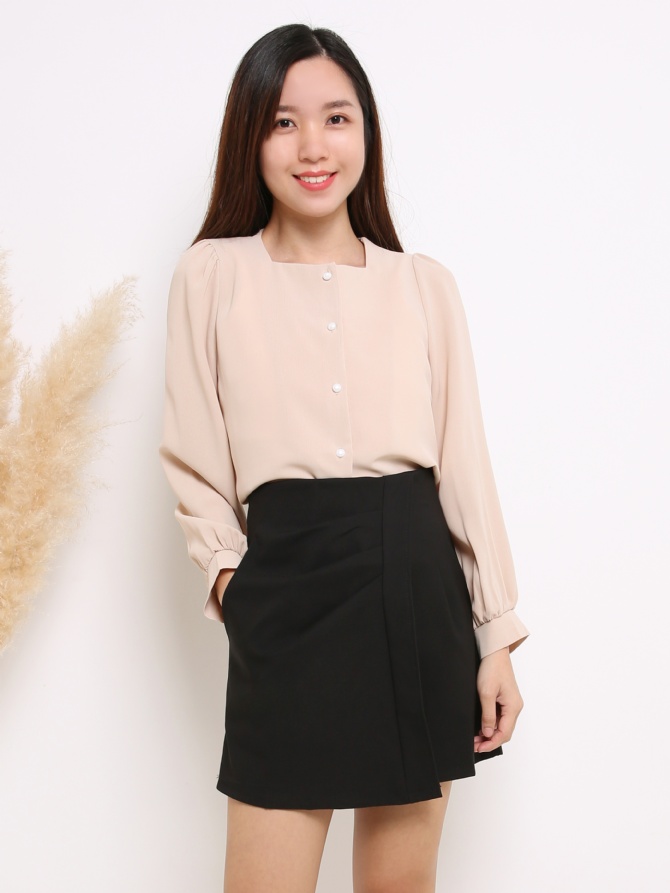 Square Neck With Front Button Top 14919