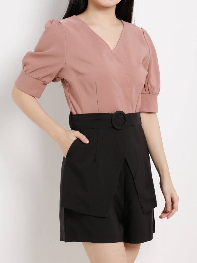 Dual Tone Playsuit With Belt 13423