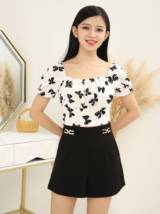 Ribbon Tie Up Crop Top 15602