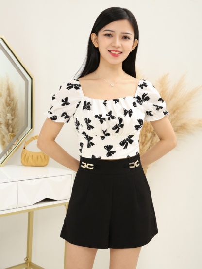 Ribbon Tie Up Crop Top 15602