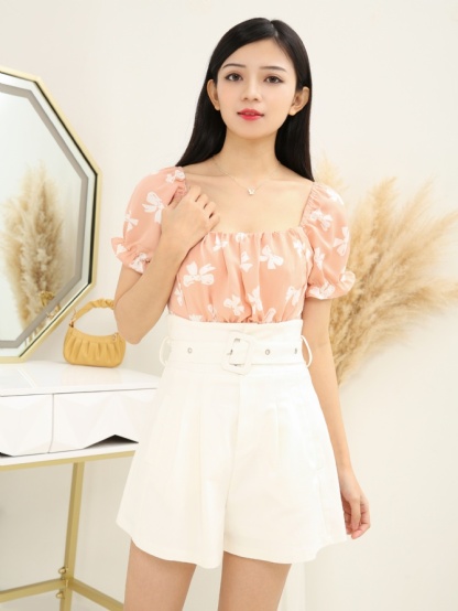 Ribbon Tie Up Crop Top 15602