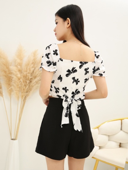 Ribbon Tie Up Crop Top 15602