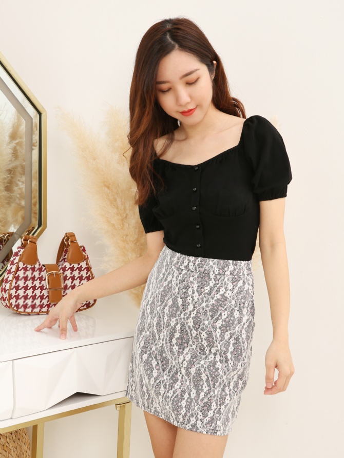 High Waist Lace Short Skirt 15921