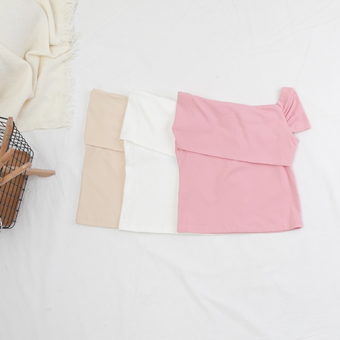 Off Shoulder With One Sleeve Basic Top 15941