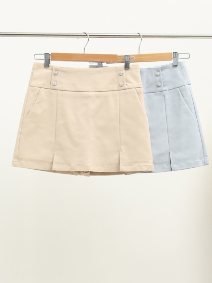 High Waist With Decorative Button Skirt Pants 16631