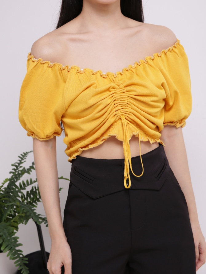 Off Shoulder Drawstring Top 16131