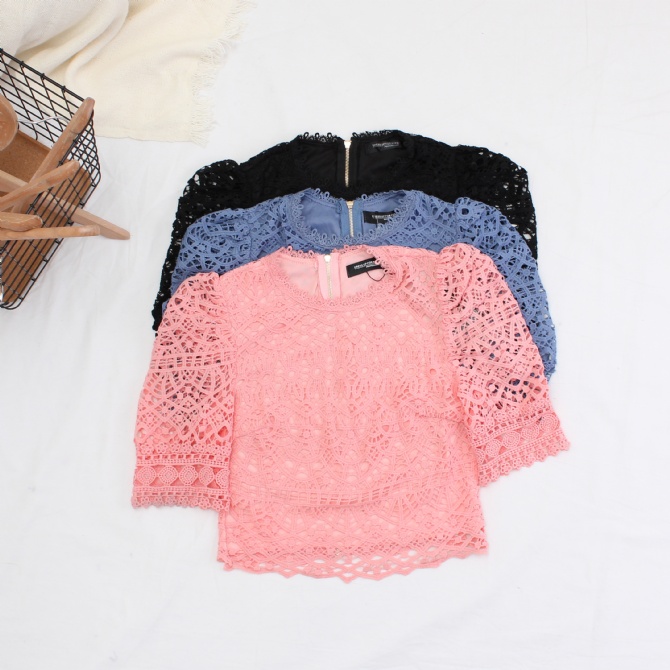 Lace Short Sleeve Top 17747