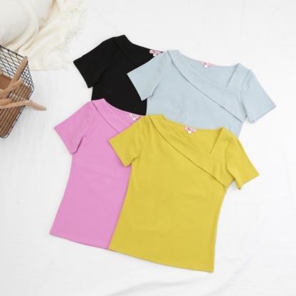 Plain Short Sleeve Top 17791