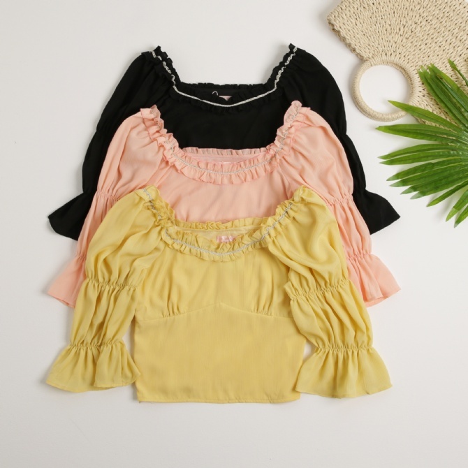 Off Shoulder Long Sleeve Elastic Top 18210