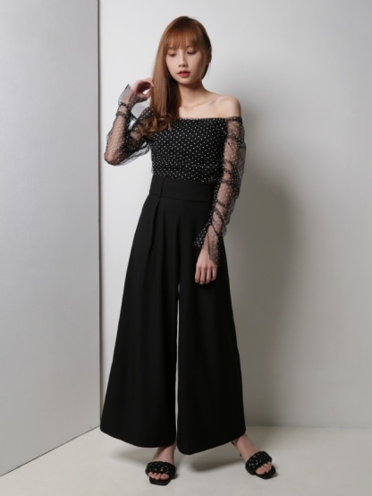 Polka Dot Long Sleeve Transparent Sleeve Top 18416