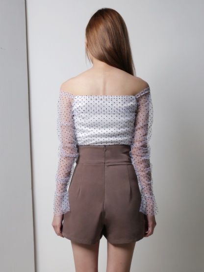 Polka Dot Long Sleeve Transparent Sleeve Top 18416