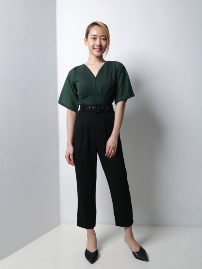 High Waist Long Pants With Belt 18667