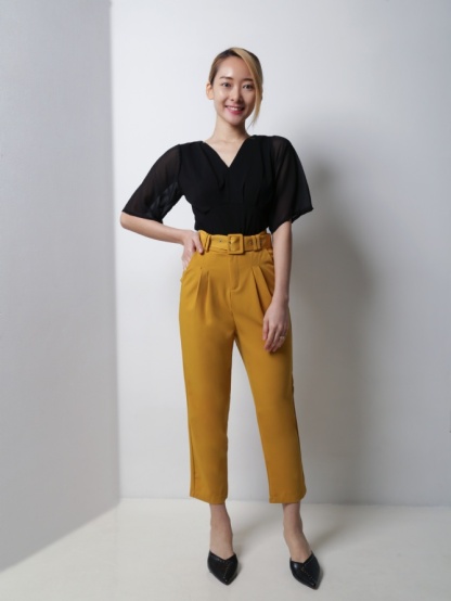 High Waist Long Pants With Belt 18667