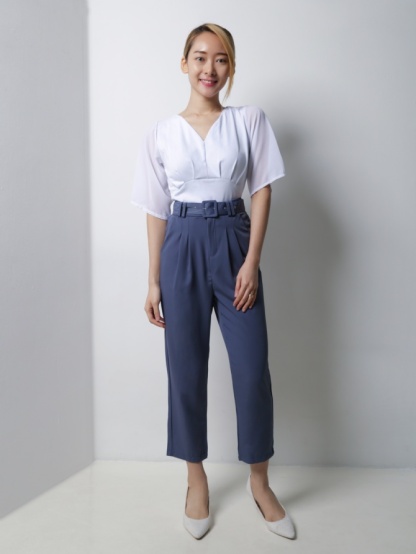 High Waist Long Pants With Belt 18667