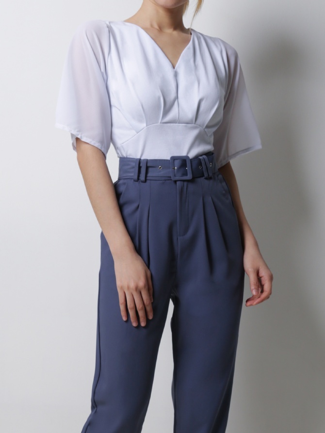 High Waist Long Pants With Belt 18667