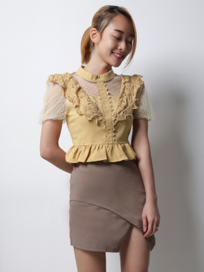 V Neck With Transparent Polka Dot 18698