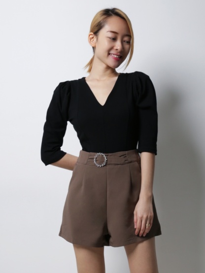 High Waist With Ring Metal Short Pants 18677