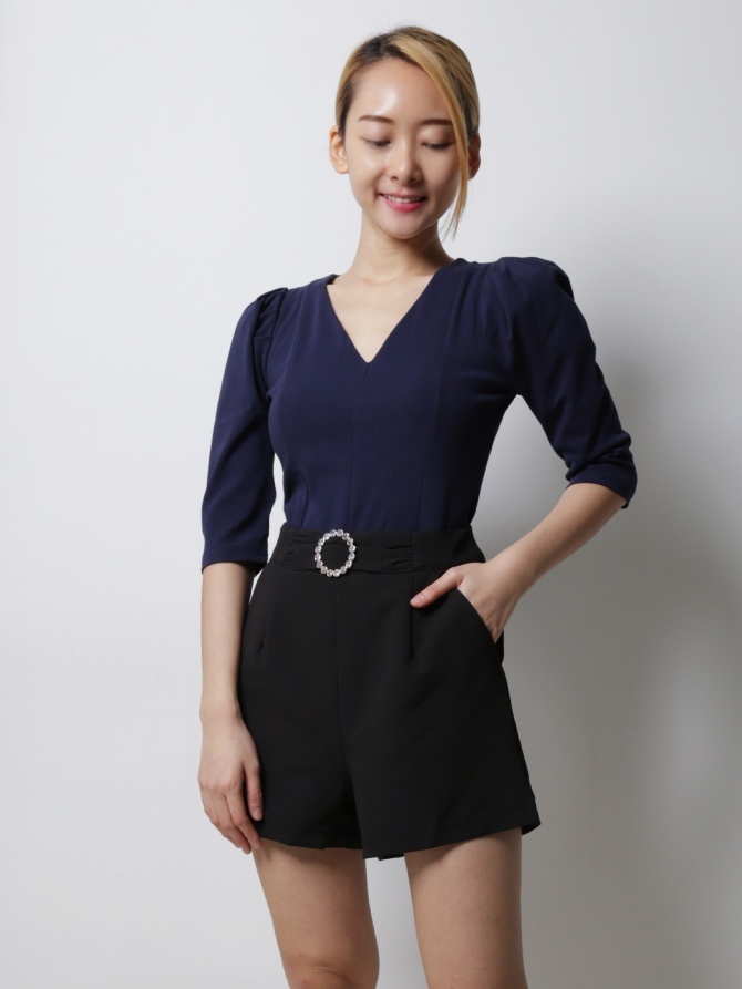 High Waist With Ring Metal Short Pants 18677
