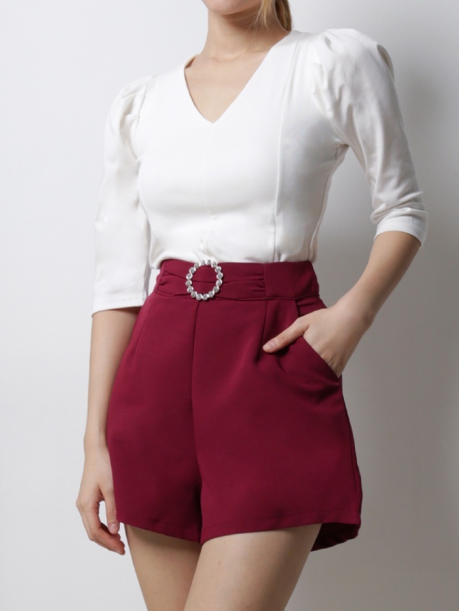 High Waist With Ring Metal Short Pants 18677