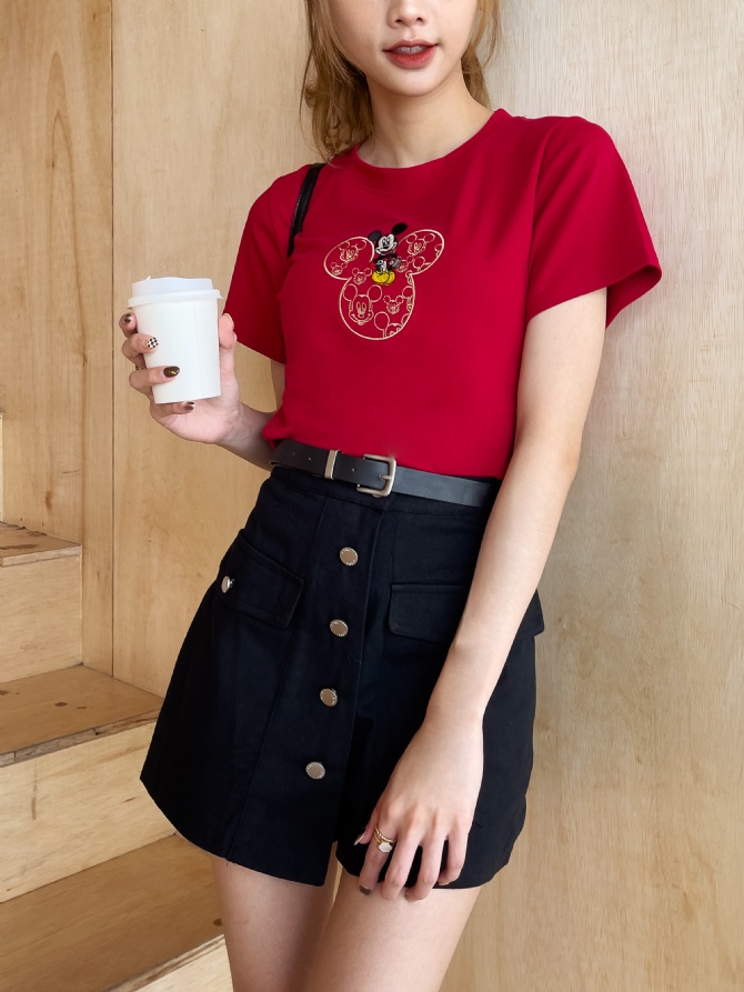 Front Button With Belt Skirt Pants 18927