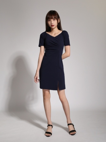 Side Pleated With Split Dress 19612