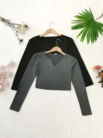 Long Sleeve With Sweetheart Neckline Top 19614