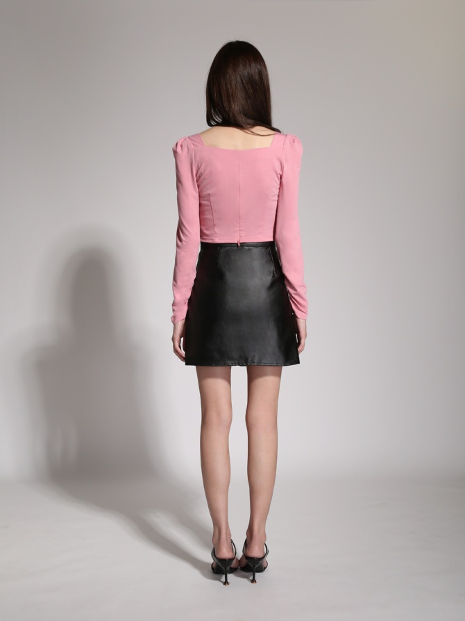 Long Sleeve Sweetheart Neckline Top 19616