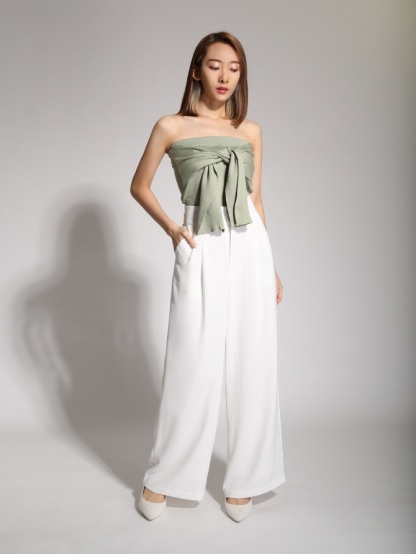 Knitted Wrap Strap Neckline Top 19778