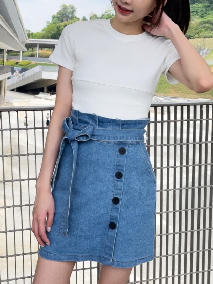 Denim High Waist With Belt Skit 19201