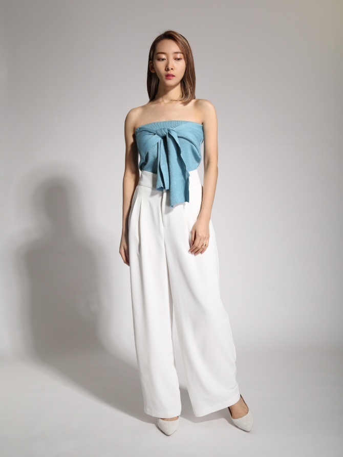 Knitted Wrap Strap Neckline Top 19778